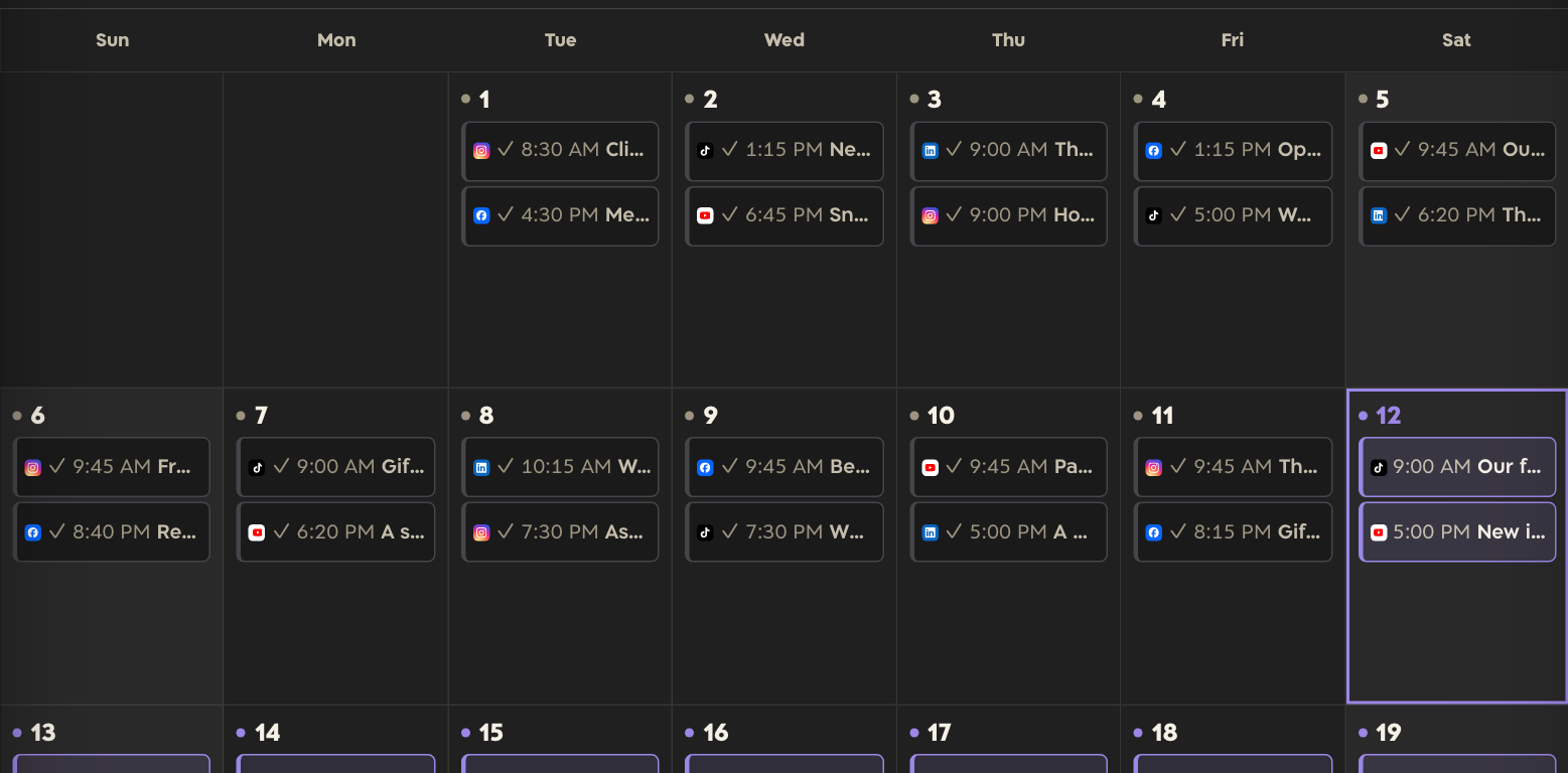 A week of scheduled posts in Hive